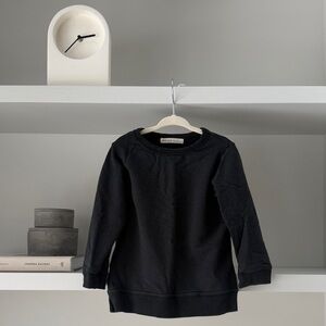 Minimalist Black Crew Sweatshirt for Kids - Classic Everyday Pullover